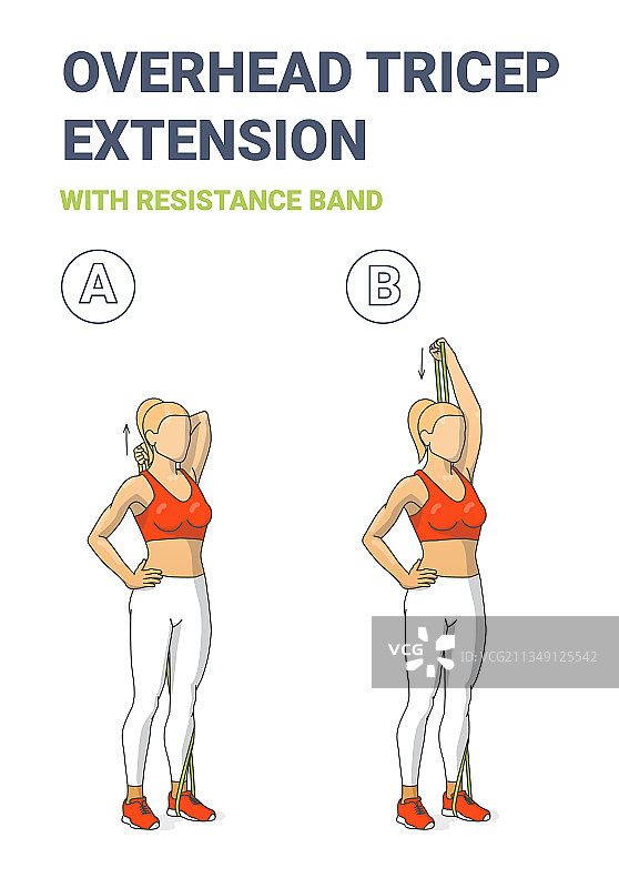 女孩在家做过头三头肌伸展运动图片素材