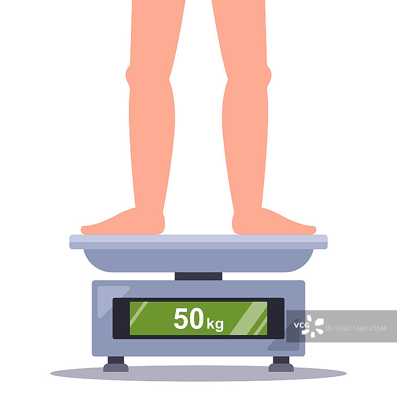 在浴室秤上称体重的人图片素材