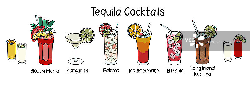 经典龙舌兰鸡尾酒合集图片素材