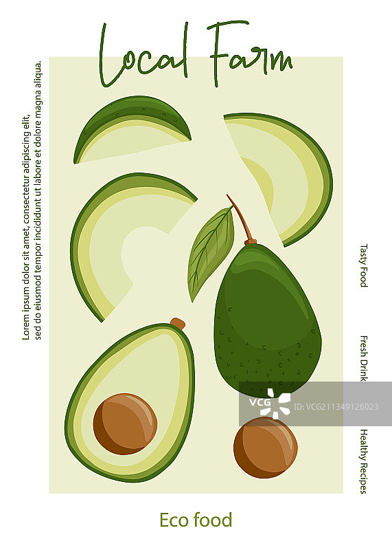 当地农场的牛油果卡通图片素材
