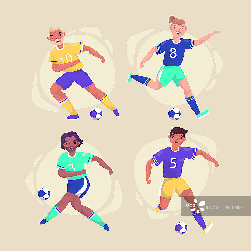 扁平风足球运动员套装图片素材