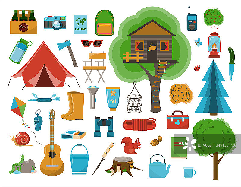 露营扁平图标合集图片素材