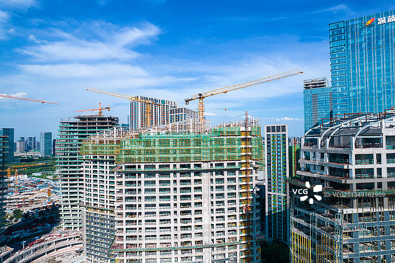 航拍杭州城市建筑图片素材
