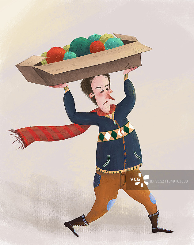 顶箱子的男人图片素材