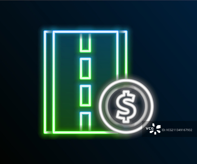 发光的霓虹灯收费公路交通标志图片素材