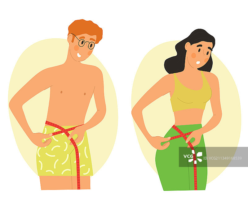 人们用卷尺测量腰围图片素材