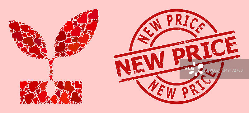 橡胶新价格徽章和红色情人节植物图片素材