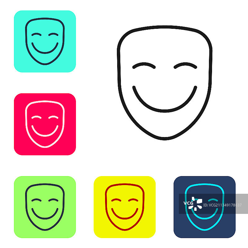 黑色线条喜剧面具图标图片素材