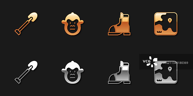 铲子猴子猎人靴子和非洲狩猎素材图片素材