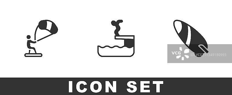 风筝冲浪游泳者跳入泳池图片素材