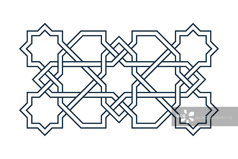 用于斋月卡的波斯几何马赛克花饰图片素材
