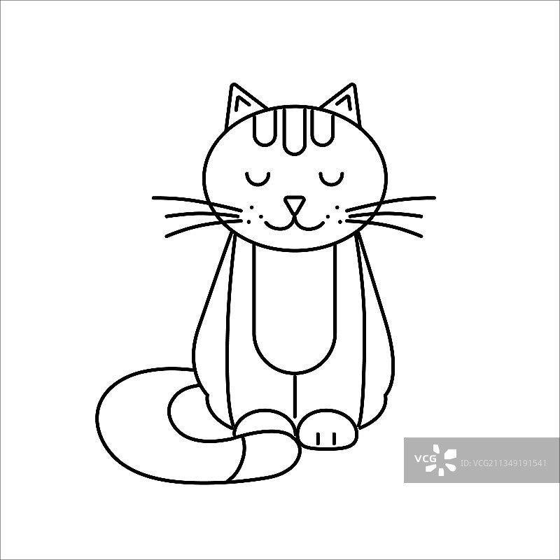 可爱素描猫咪宠物线性画图片素材