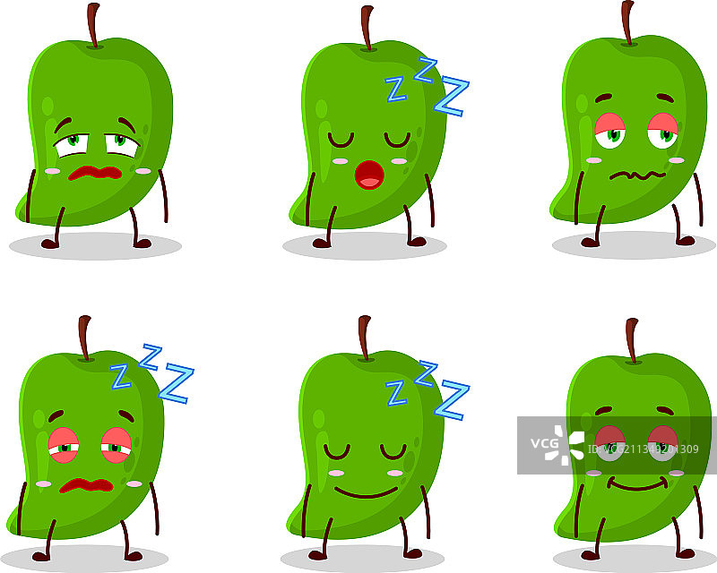 卡通人物：困倦的青芒果图片素材