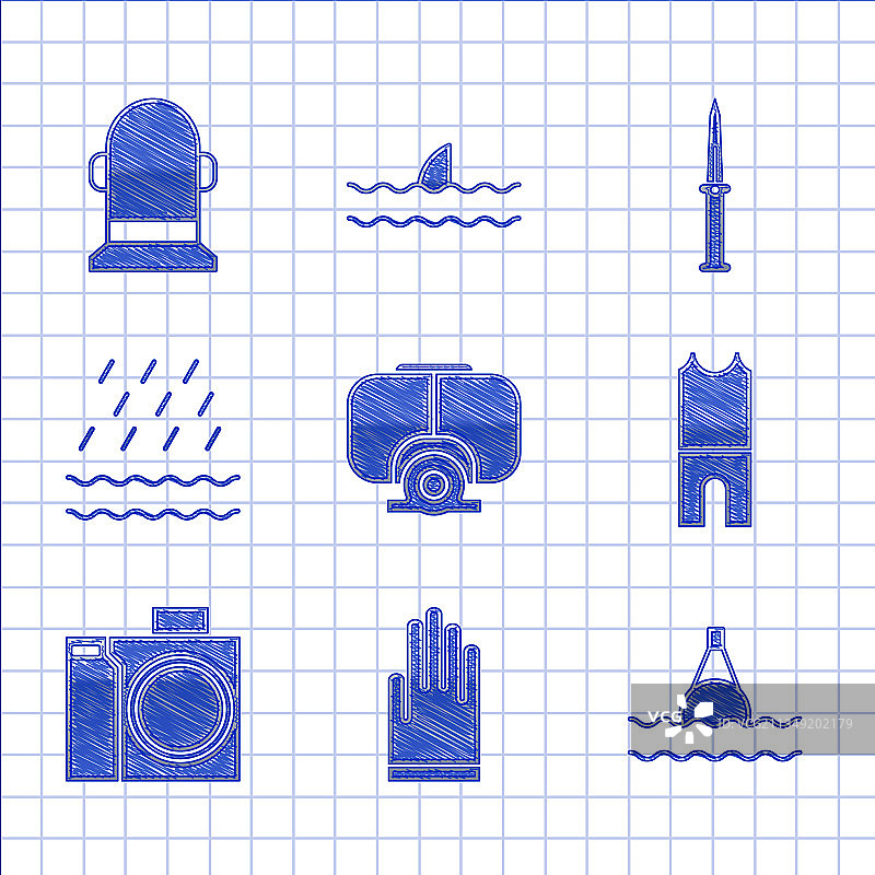 潜水面罩手套海上漂浮浮标套装图片素材