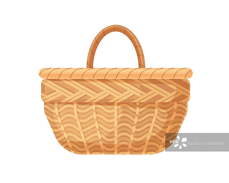 单柄柳条空草篮图片素材