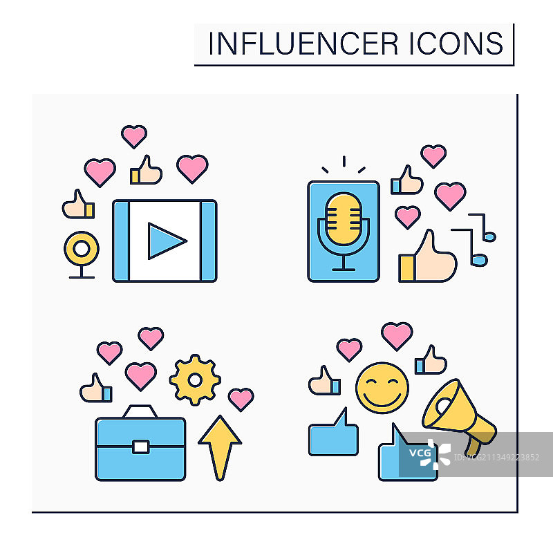 网红彩色图标集图片素材