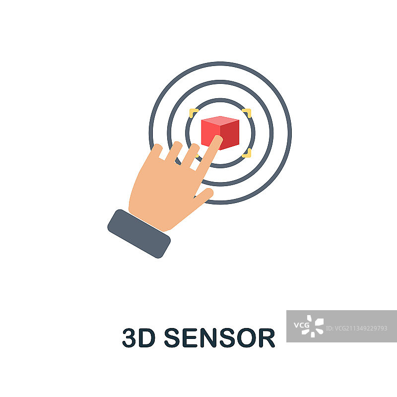 3D传感器扁平图标，机器人彩色标志图片素材