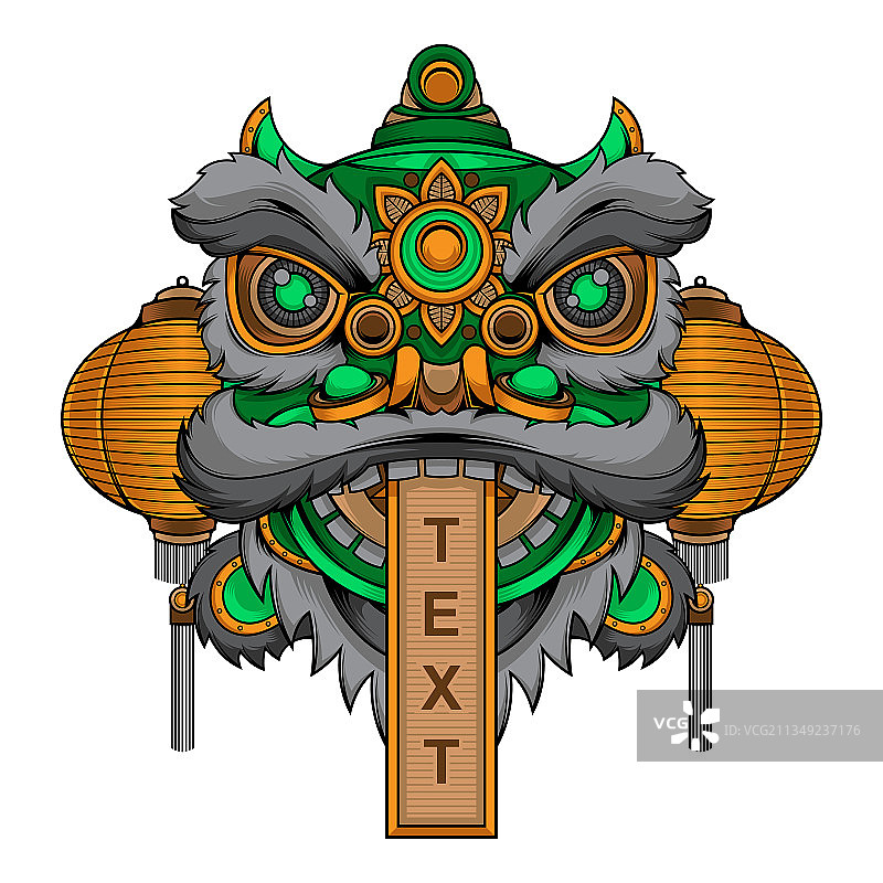 中国传统舞狮头图片素材