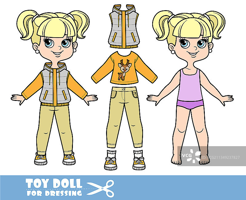 穿着内衣的卡通女孩图片素材