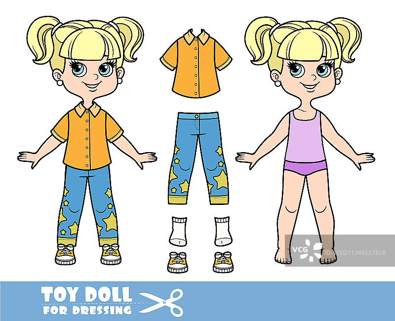 穿着内衣的卡通女孩图片素材