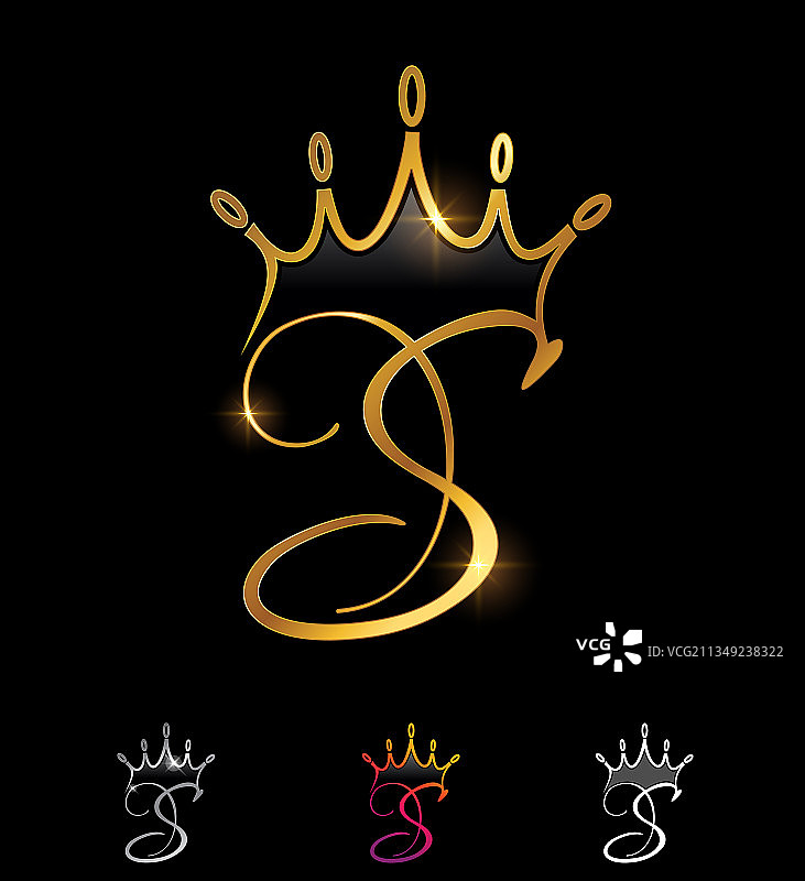 金色花押字皇冠首字母S图片素材