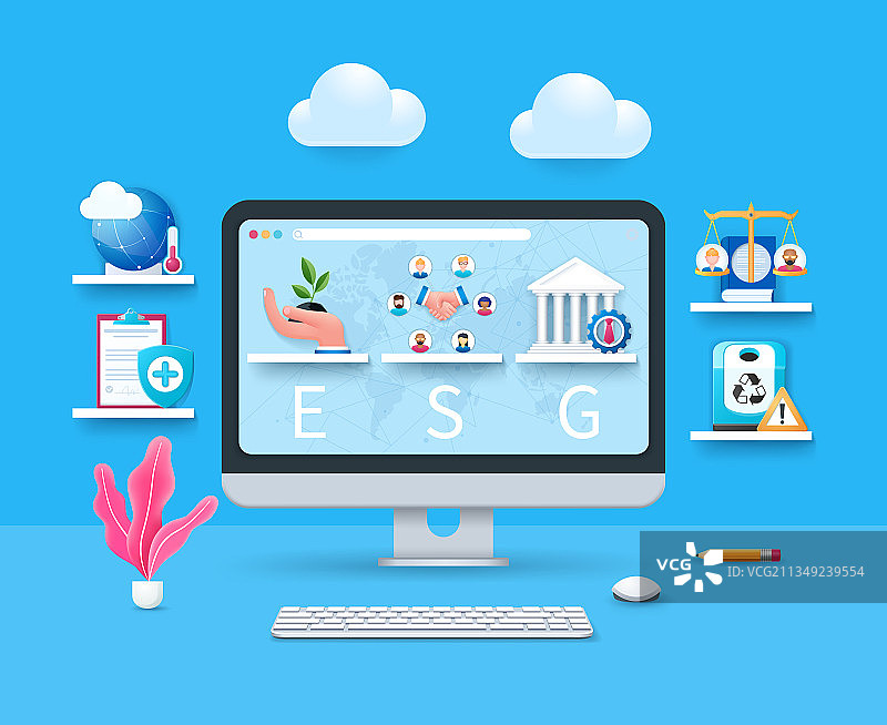 3D风格的ESG概念图片素材