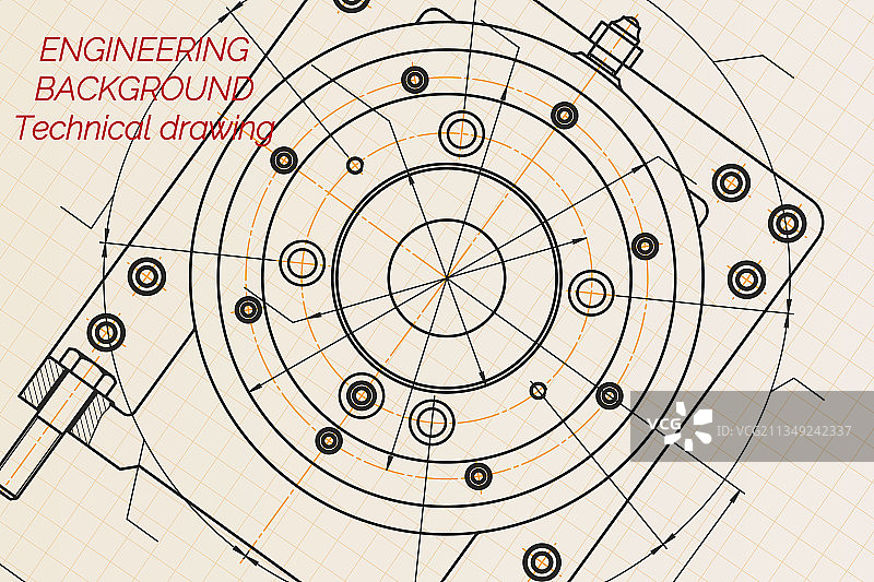 浅色背景上的机械工程图纸图片素材