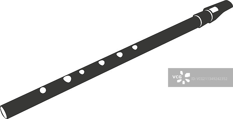 长笛的黑色扁平轮廓图像图片素材