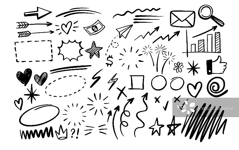 手绘涂鸦设计图形元素图片素材