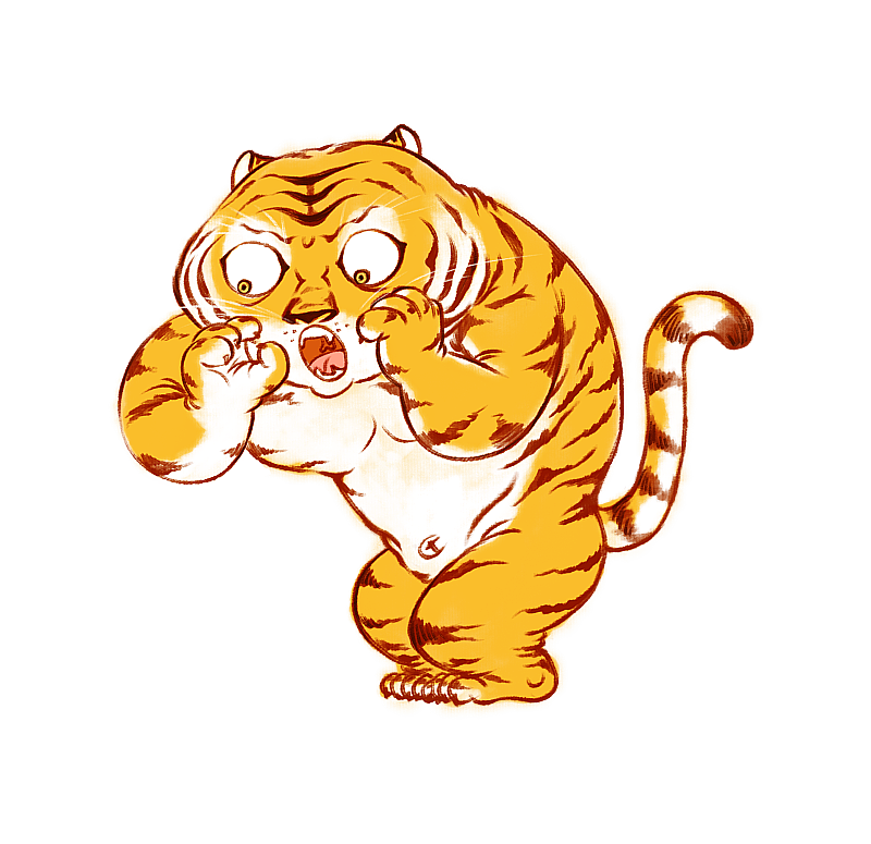 老虎吼叫动作元素图片素材