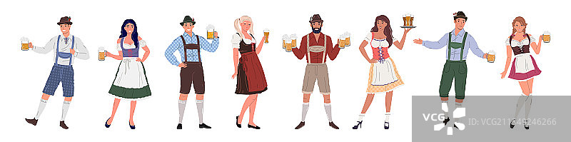 在德国参加慕尼黑啤酒节的男士和女士图片素材
