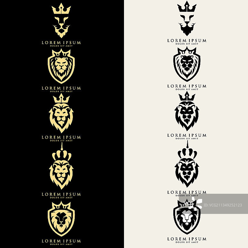 带皇冠的狮子头logo模板图片素材