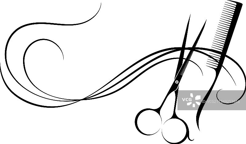 卷发、梳子和剪刀图片素材