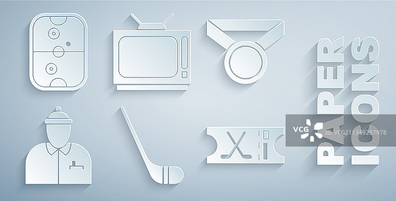 冰球杆、奖牌和冰球教练体育运动合集图片素材