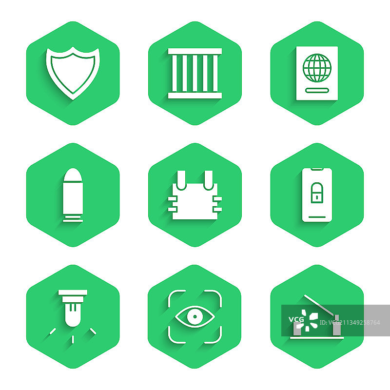 防弹背心眼球扫描停车标志组合图片素材