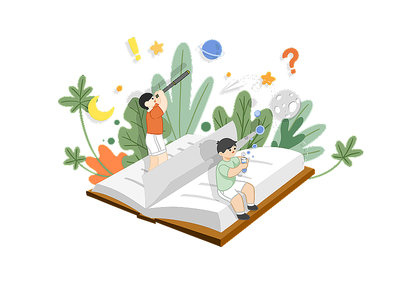 学生探索科学插画元素图片素材