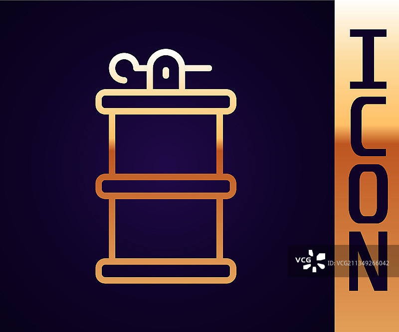 手持烟雾弹金色线条图标图片素材