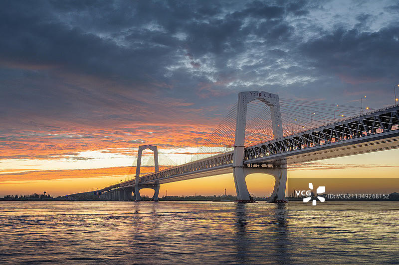 芜湖长江三桥晚霞图片素材
