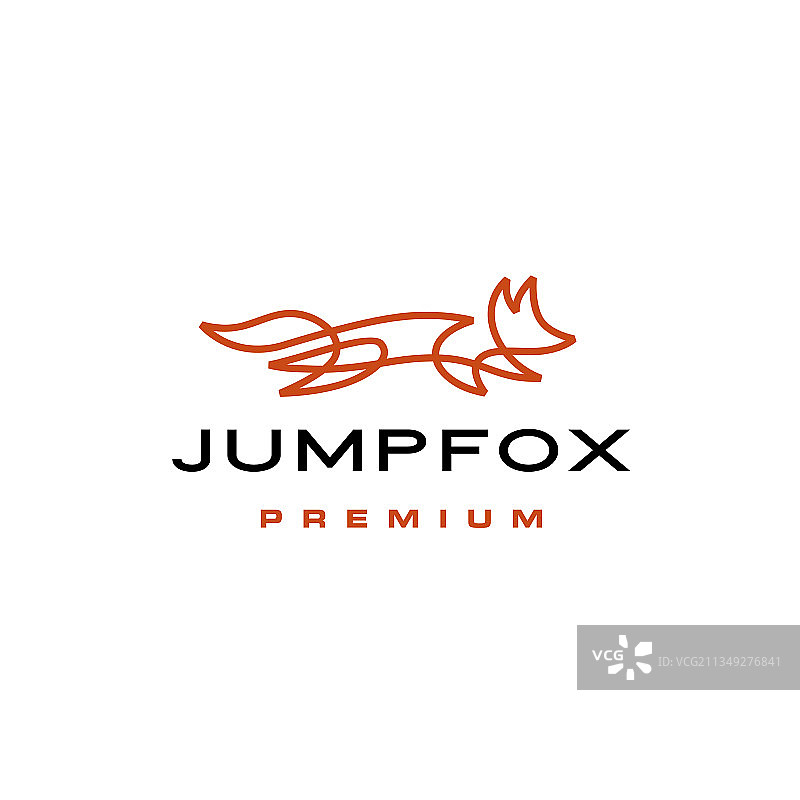 跳跃的狐狸快速棕色线条轮廓单线图片素材