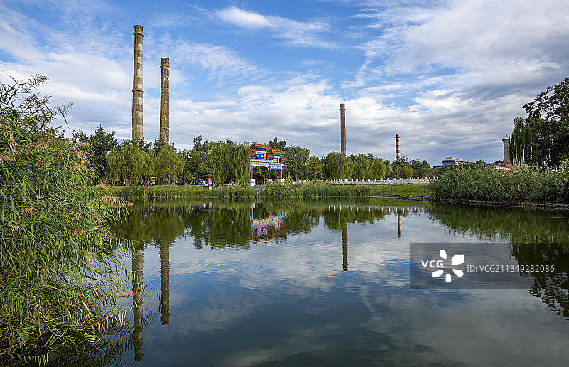 群明湖，首钢园，倒影，秋天图片素材