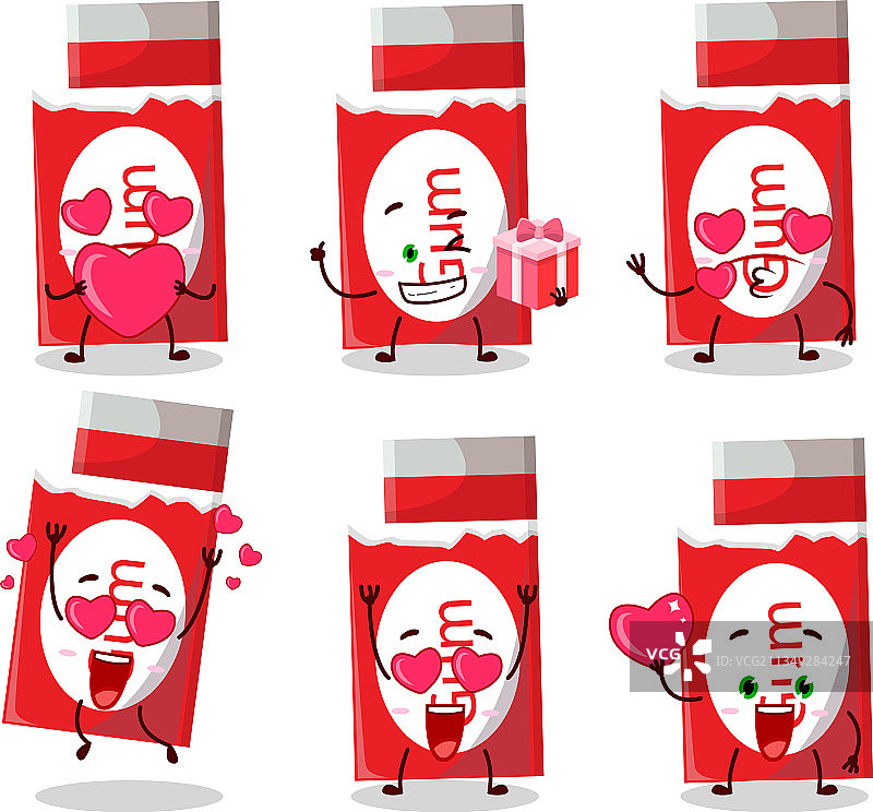 可爱的红色泡泡糖卡通人物图片素材