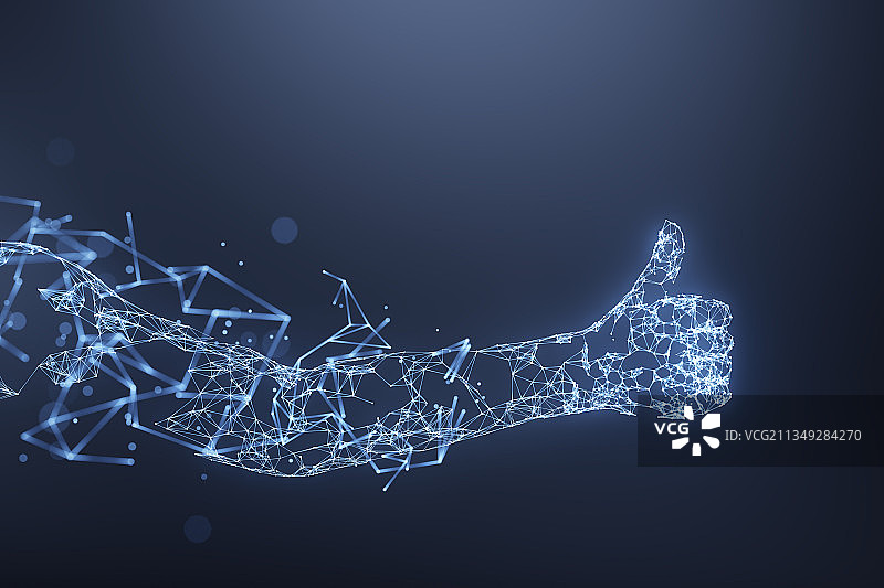 神经丛竖起大拇指的手图片素材