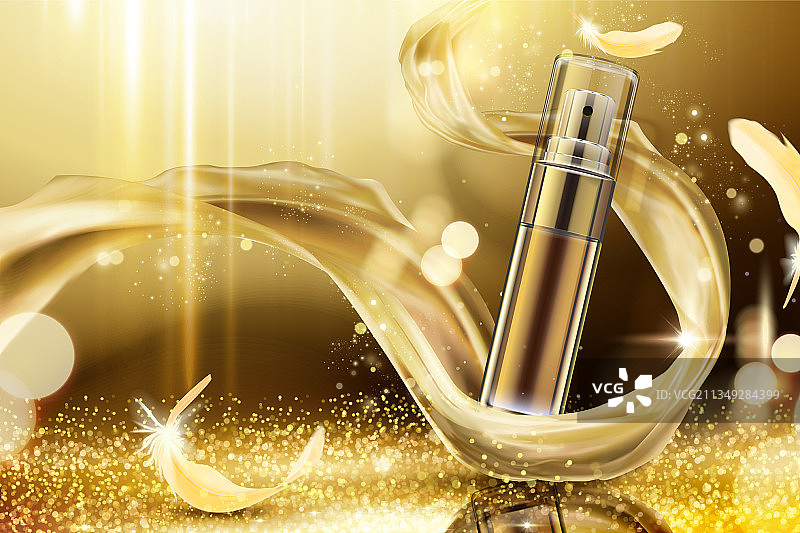 金色护肤喷雾广告图片素材