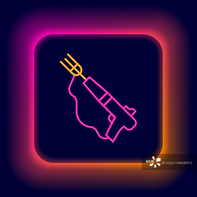 发光的霓虹灯线条鱼叉图标图片素材