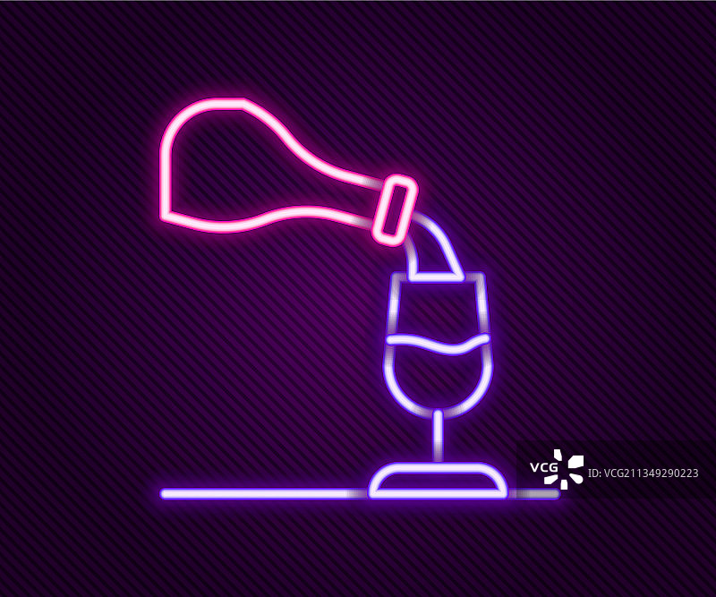 发光霓虹灯线葡萄酒品尝品鉴图标图片素材
