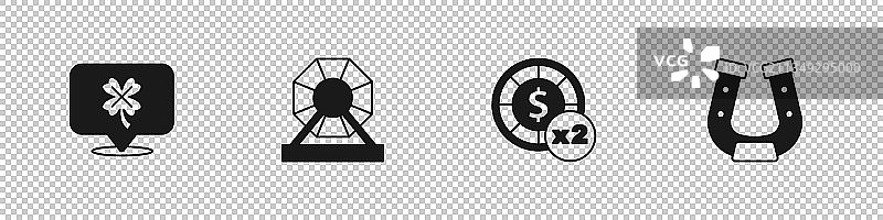 带三叶草彩票的老虎机赌场套装图片素材