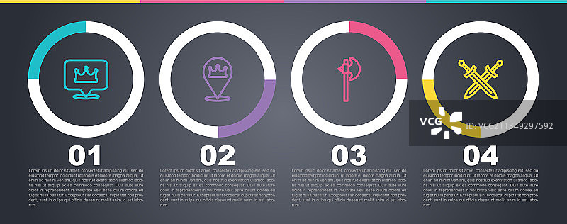 国王皇冠中世纪斧头位置线条设置图片素材