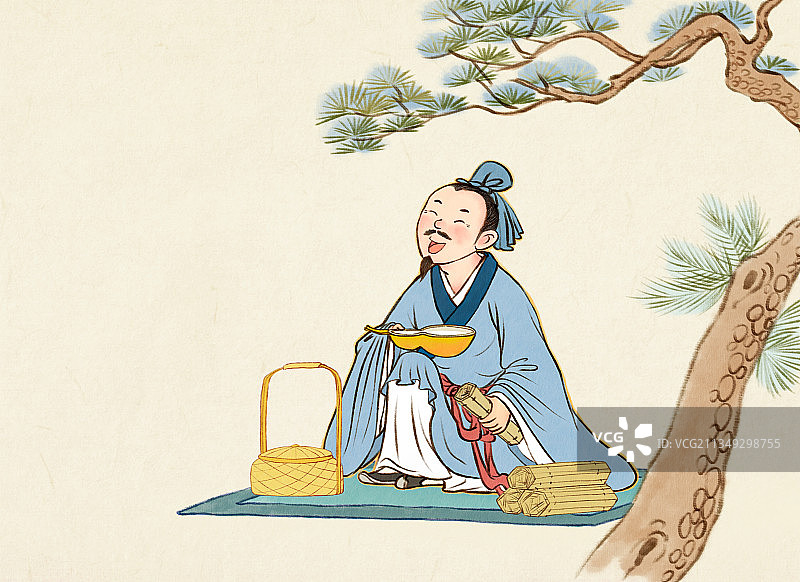 成语故事安贫乐道儿童绘本图片素材