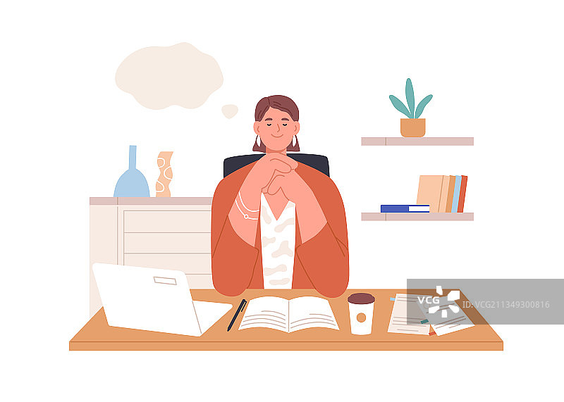 在办公室工作中做梦的快乐放松的人图片素材