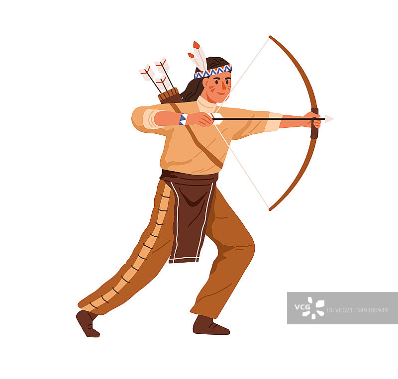 美国印第安弓箭手射箭图片素材